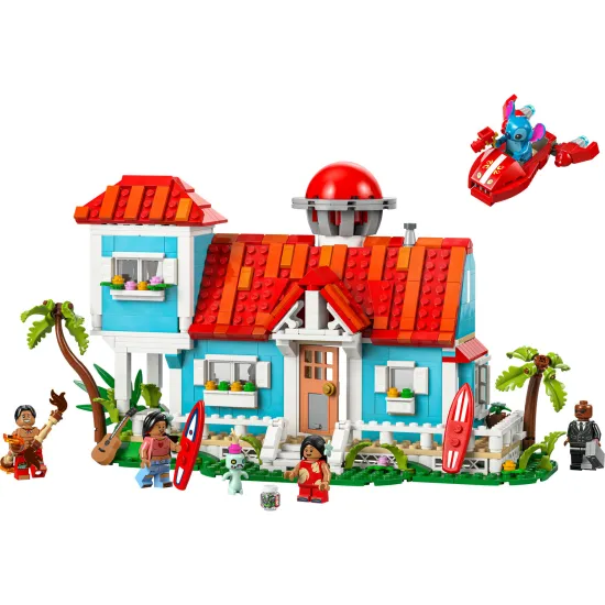 LEGO Disney Lilo a Stitch – Domček na pláži plný detailov a doplnkov