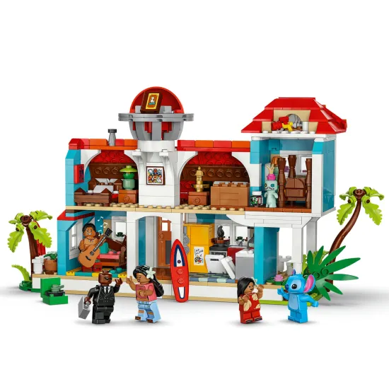 LEGO Disney Lilo a Stitch – Domček na pláži plný detailov a doplnkov