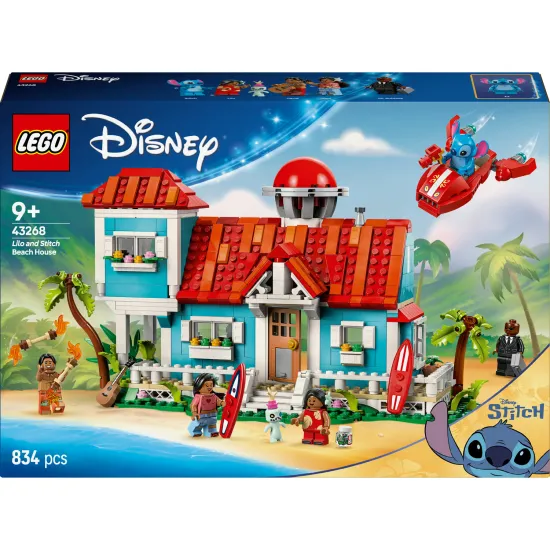 LEGO Disney Lilo a Stitch – Domček na pláži plný detailov a doplnkov