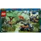 LEGO CITY terénne vozidlo s robustnými pneumatikami a ramenom s fotoaparátom, prieskumníci v džungli sledujú tigra, doplnené o ďalekohľad, vysielačku, mapu a prieskumný dron pre dobrodružný prieskum.