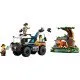 LEGO CITY terénne vozidlo s robustnými pneumatikami a ramenom s fotoaparátom, prieskumníci v džungli sledujú tigra, doplnené o ďalekohľad, vysielačku, mapu a prieskumný dron pre dobrodružný prieskum.