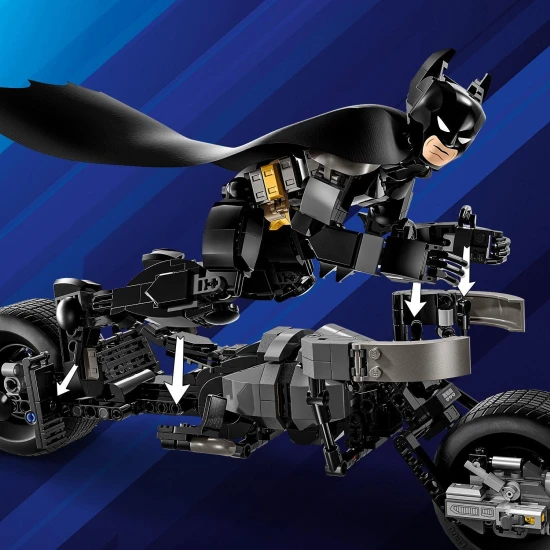 LEGO DC Batman Zostaviteľná figúrka: Batman a motorka Bat-Pod Zostaviteľný LEGO Batman s motorkou, LEGO Batman v akcii, LEGO Batman figurka s pohyblivými časťami, LEGO Batman s Bat-Pod