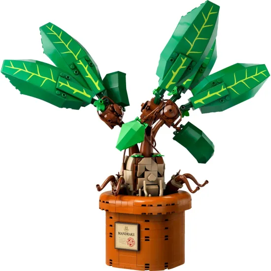 LEGO Harry Potter Mandragora v kvetináči s pohyblivými listami a telom, inšpirovaná filmovou sériou.