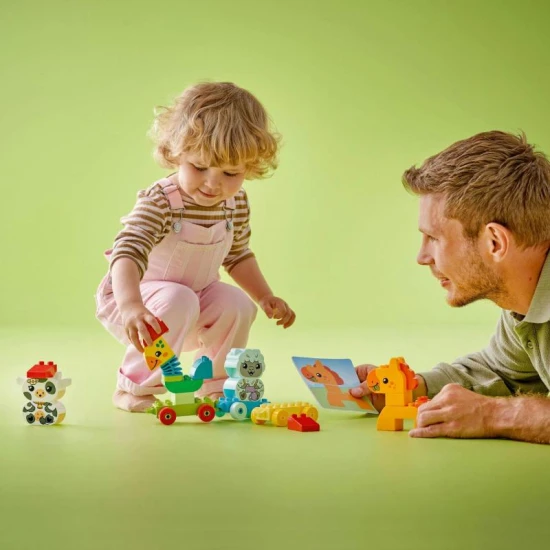 Zložte zvieratká, nasaďte na vláčik a vydajte sa s nimi na cestu s Lego Duplo Vláčik so zvieratkami.