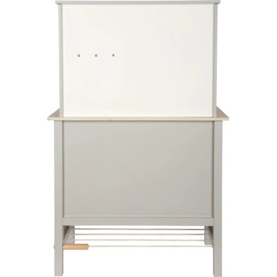 Detska drevena kuchynka Tasty seda so svetlom, zvukom a kovovymi doplnkami