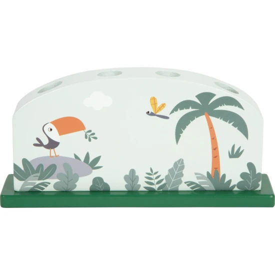 Drevena vystrelovacia vkladacka Safari so zirafou, levom, zebrou a leopardom – motoricka hracka pre deti