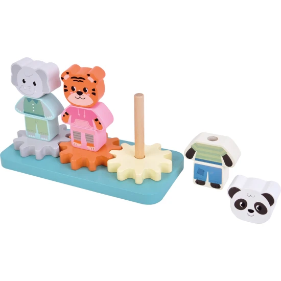 Nasadzovanie Dzungla zvieratka – slon, tiger, panda, drevena edukacna hra pre deti