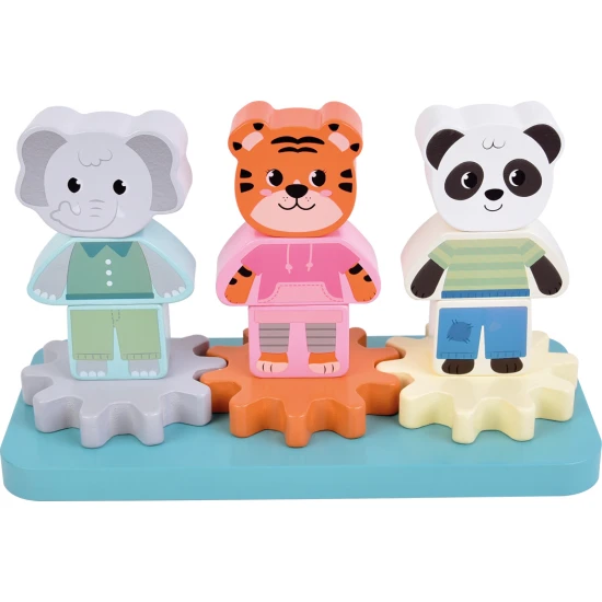 Nasadzovanie Dzungla zvieratka – slon, tiger, panda, drevena edukacna hra pre deti