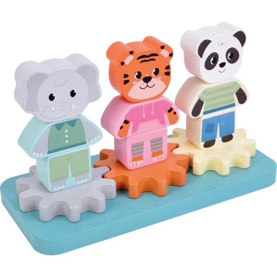 Nasadzovanie Dzungla zvieratka – slon, tiger, panda, drevena edukacna hra pre deti