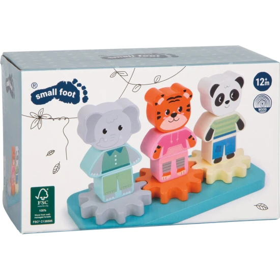 Nasadzovanie Dzungla zvieratka – slon, tiger, panda, drevena edukacna hra pre deti