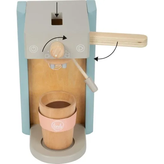 Drevený kávovar Tasty s príslušenstvom pre malých baristov.
