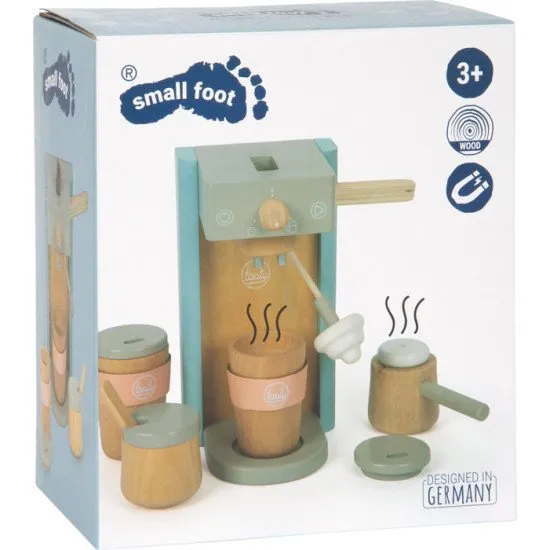 Drevený kávovar Tasty s príslušenstvom pre malých baristov.