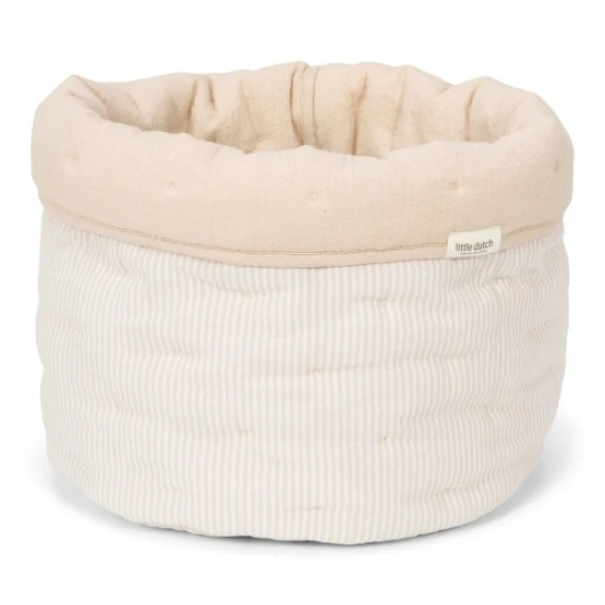 Little Dutch Košík textilný obojstranný veľký Pure Soft Beige Stripe