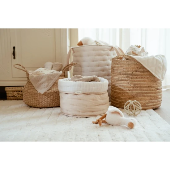 Little Dutch Košík textilný obojstranný veľký Pure Soft Beige Stripe