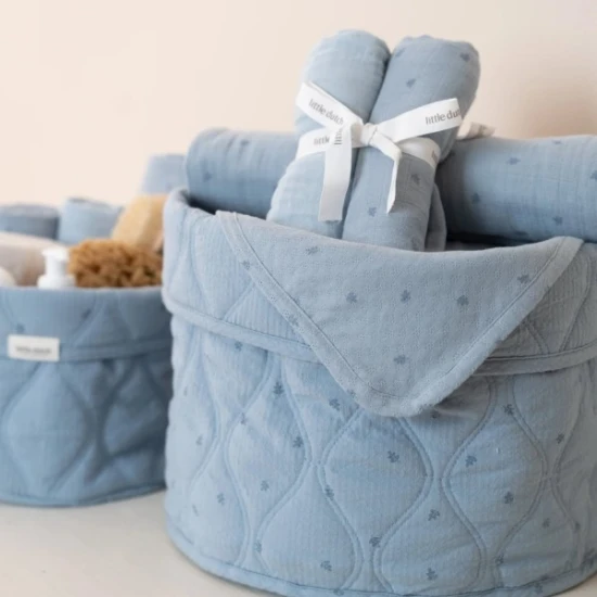 Little Dutch Košík textilný obojstranný veľký Pure Denim Blue