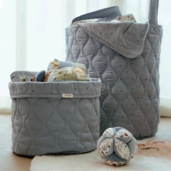 Little Dutch Košík textilný obojstranný veľký Pure Denim Blue