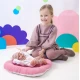 Llorens Bábätko s celovinylovým telom dievčatko s pruhovanou čiapkou s brmbolcami 35 cm