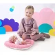 Llorens Bábätko s celovinylovým telom dievčatko s pruhovanou čiapkou s brmbolcami 35 cm