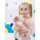 Llorens Bábätko so zvukmi a mäkkým telom v ružovom overale s károvanou dekou 38 cm