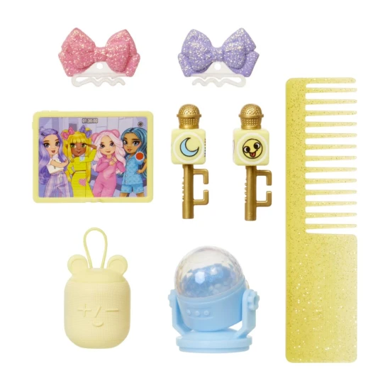 Junior Rainbow High Fashion bábika v pyžame s pohyblivými kĺbmi a dlhými česateľnými vlasmi – Pyžamová kolekcia