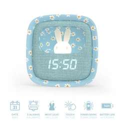 Budík a nočné svetlo Billy Clock Blue Flower