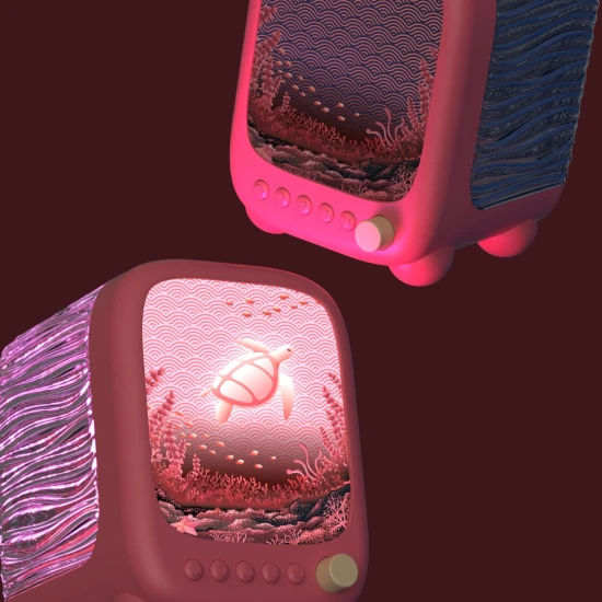 Nočné svetlo a reproduktor MOB Wavy Light Coral