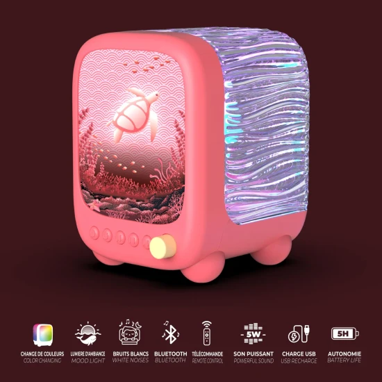 Nočné svetlo a reproduktor MOB Wavy Light Coral
