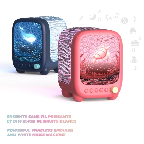 Nočné svetlo a reproduktor MOB Wavy Light Coral