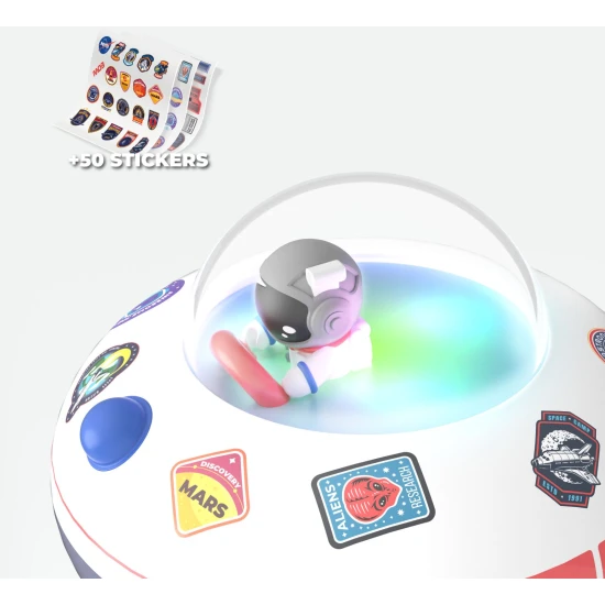 Bluetooth reproduktor Cosmo Bubbly s futuristickým dizajnom a svetelnými efektmi.