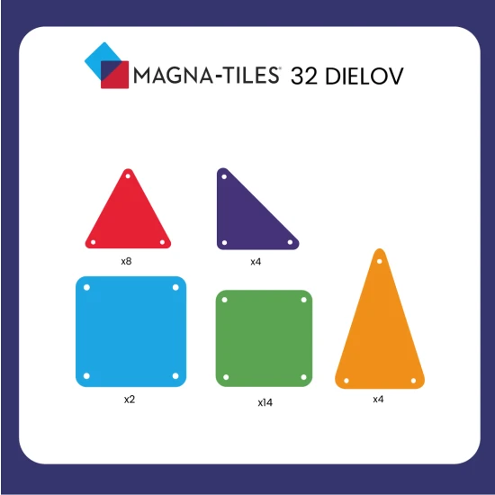 Originálna 32 dielna magnetická stavebnica MAGNA-TILES.