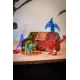 Magnetická stavebnica Dino s dinosaurami a farebnými dielikmi.