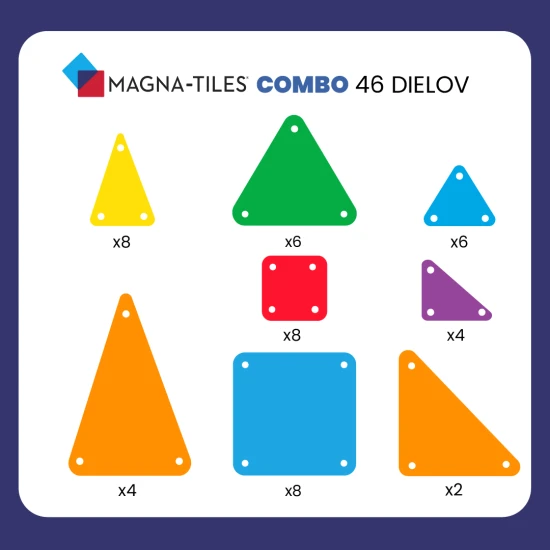 Stavebnica MAGNA-TILES kombinuje veľké a malé dieliky.