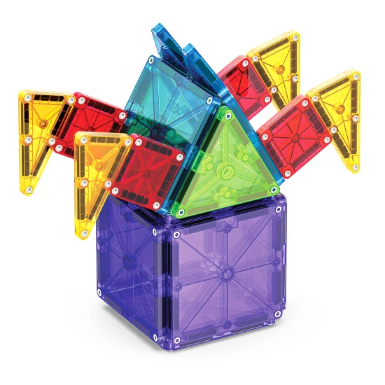 Stavebnica MAGNA-TILES kombinuje veľké a malé dieliky.