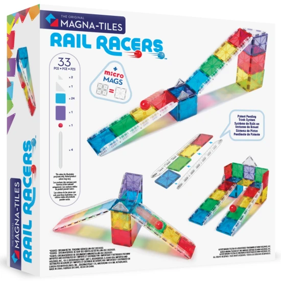 Magnetická stavebnica MAGNA-TILES Rail Racers – 33-dielna guličková dráha s koľajnicami pre deti