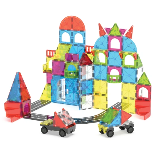 Magnetická stavebnica MAGNA-TILES City Center – 110 dielov s cestami, schodmi, autami a mestskými prvkami