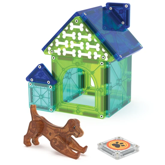 Magnetická stavebnica MAGNA-TILES Dog House – detský psí domček s figúrkou a dekoráciami