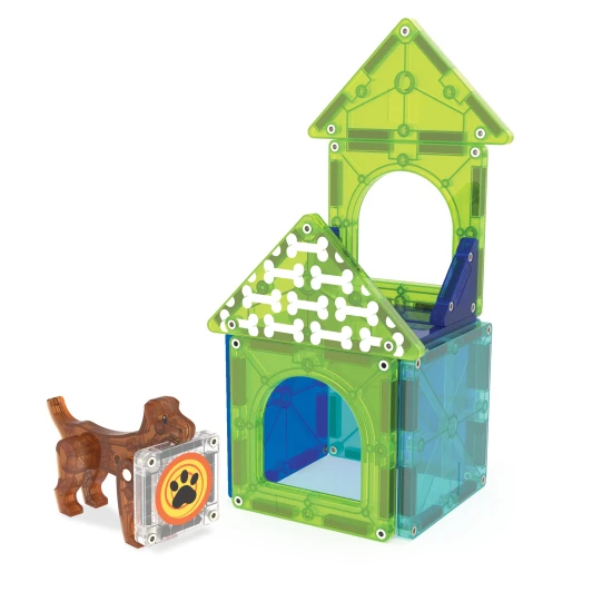Magnetická stavebnica MAGNA-TILES Dog House – detský psí domček s figúrkou a dekoráciami