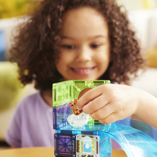 Magnetická stavebnica MAGNA-TILES Hamster Ball – 13 dielov vrátane loptičky a figúrky škrečka