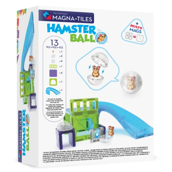 Magnetická stavebnica MAGNA-TILES Hamster Ball – 13 dielov vrátane loptičky a figúrky škrečka