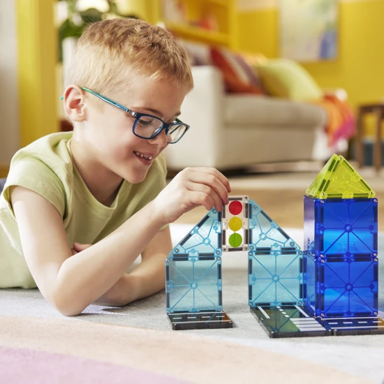 Magnetická stavebnica MAGNA-TILES Police Patrol – detské policajné vozidlo s figúrkou a semaforom