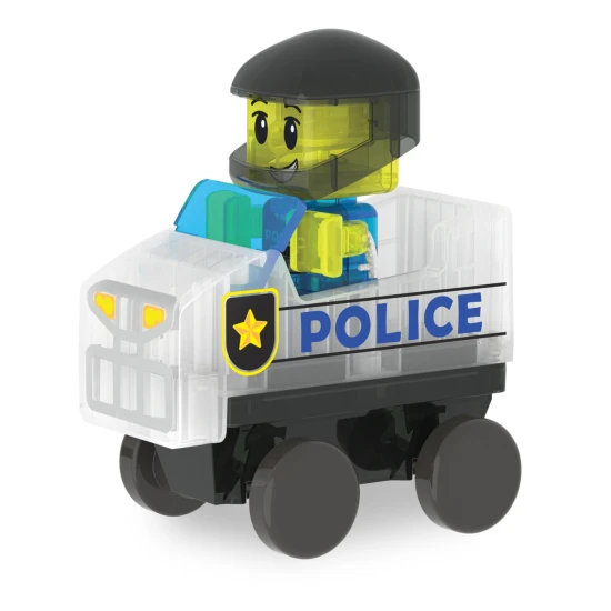 Magnetická stavebnica MAGNA-TILES Police Patrol – detské policajné vozidlo s figúrkou a semaforom