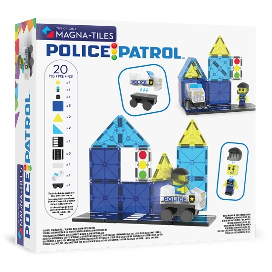 Magnetická stavebnica MAGNA-TILES Police Patrol – detské policajné vozidlo s figúrkou a semaforom
