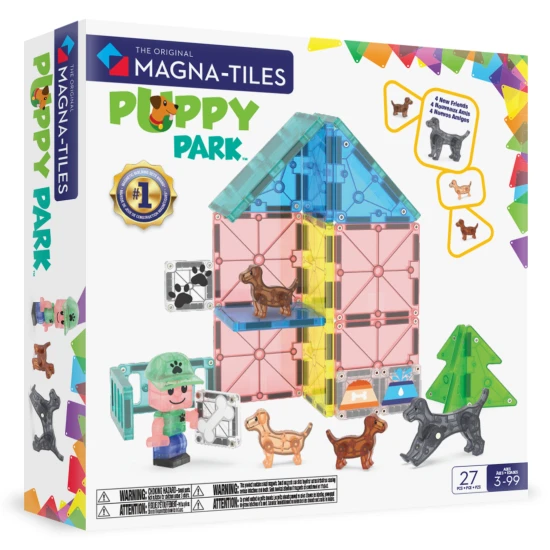 Magnetická stavebnica MAGNA-TILES Puppy Park – detská stavebnica so šteniatkami, bazénom a výbehom