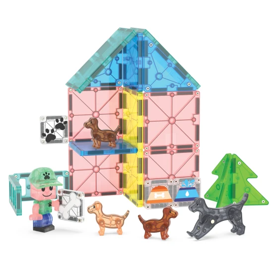 Magnetická stavebnica MAGNA-TILES Puppy Park – detská stavebnica so šteniatkami, bazénom a výbehom