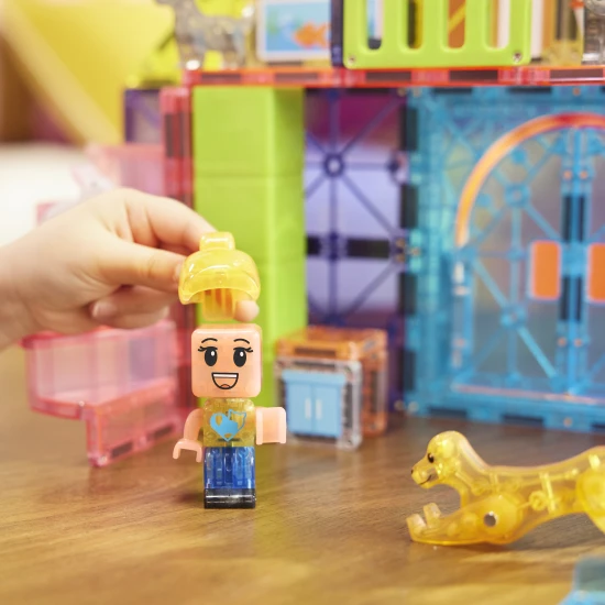 Magnetická stavebnica MAGNA-TILES Pet Playhouse – detský domček pre zvieratá so šmykľavkou, figúrkami a doplnkami