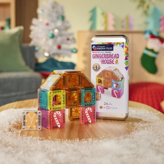MAGNA-TILES microMAGS Gingerbread House Travel Set – magnetická stavebnica 24 dielov pre deti od 3 rokov