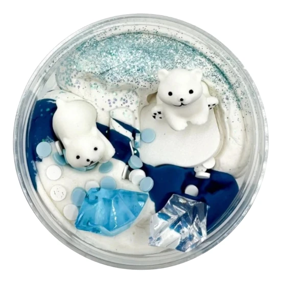 Mamolína Ľadový medvedík – domáca zimná modelína so severným medveďom, iglú a vločkami