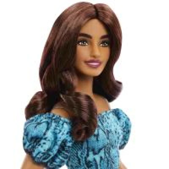 Mattel Barbie Fashionistas modelka v tope a sukni s petrolejovou potlačou 25JJN63