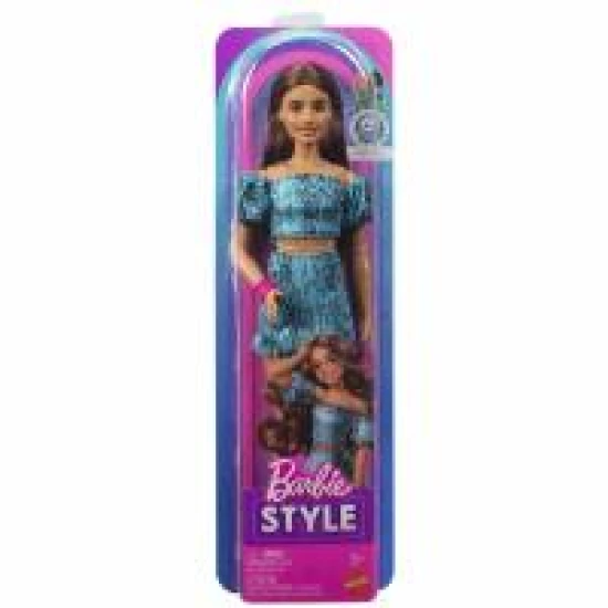 Mattel Barbie Fashionistas modelka v tope a sukni s petrolejovou potlačou 25JJN63