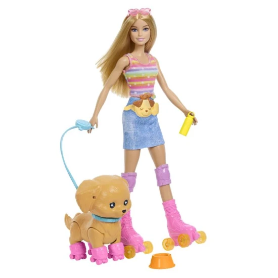 Mattel Barbie bábika s psíkom na korčuliach blondínka 25JMJ44